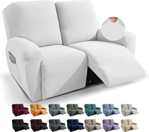 Vista 9 de JIVINER Fundas de sofá reclinable de 8 piezas, fundas elásticas de jacquard para sofá reclinable, fundas para sala de estar, protector suave de 3