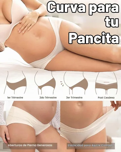 Vista 3 de Intimate Portal Ropa Interior de Maternidad de Algodón para Embarazo Posparto Calzones Debajo del Vientre Estilo Boyshort Elementos de 3