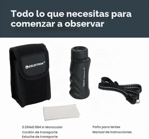 Vista 7 de Celestron – Monocular Nature 10x25 – Ideal para senderismo y observación de vida silvestre – Ópticas multicapa – Lente objetiva de 25mm – Prisma
