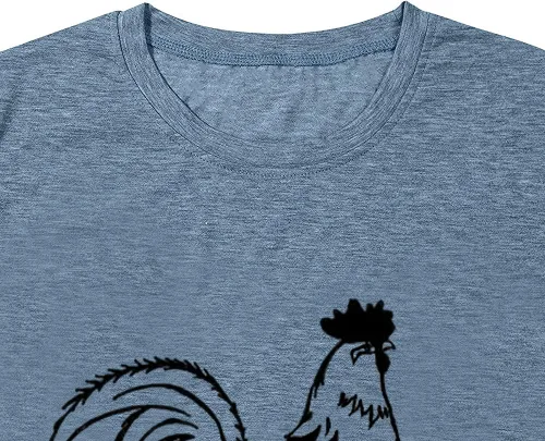 Vista 5 de Chicken Print T Shirt for Women Funny Chicken Graphic Short Sleeve Farm Country Casual Tee Animal Top
