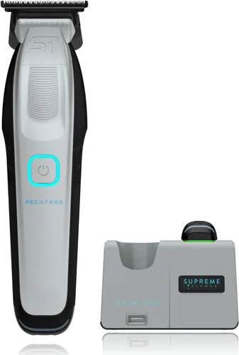 Vista 10 de Supreme Trimmer Recharge ST777 - Recortadora de peluquero profesional con 2 baterías extraíbles, motor de 8000 RPM, cuchillas DLC de espacio cero