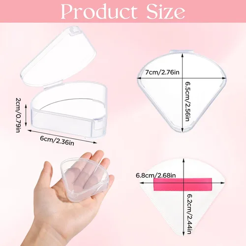 Vista 3 de Juego de 6 estuches para soplo de polvo, soporte para licuadora de belleza de viaje, caja de almacenamiento de soplo de polvo triangular portátil