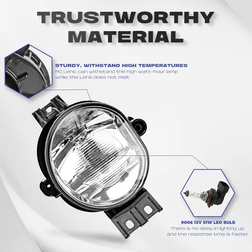 Vista 9 de luz antiniebla para Ram 1500 2002-2008/Ram 2500 2003-2009/Ram 3500 2003-2010, Durango 2ª generación 2004, camioneta Durango 05-06 9006 12V 51W
