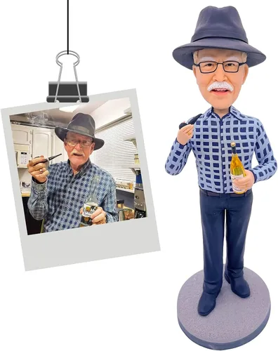 Vista 2 de Muñeco de cabeza grande personalizado para el día del padre a partir de fotos Escultura de cumpleaños personalizada para él Father's Day