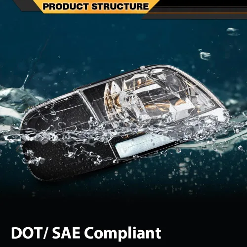 Vista 6 de CNNELL Juego de faros LED DRL estilo fábrica y luces de estacionamiento de esquina compatibles con F150 Expedition 1997-2002/Ford F150 Lente