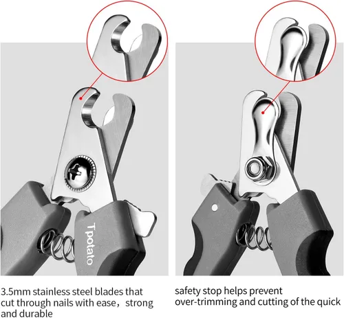 Vista 2 de Tpotato Cortaúñas para perro, cortaúñas para perro, de raza grande con sensor rápido, cortaúñas profesional para gatos Safari con protección