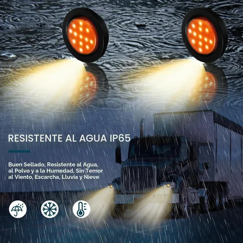 Vista 5 de Retisee - 16 piezas de luces de 13 LED, 2.5 pulgadas, redondas, para luz de aviso, indicadores de luz lateral delantera y trasera, impermeables