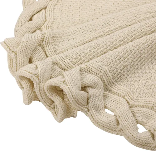 Vista 6 de Sattiyrch Falda de punto para árbol de Navidad – Base clásica de punto trenzado con cierre de lazo – Decoración festiva acogedora para árbol de Beige