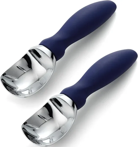 Vista 28 de Spring Chef - Cuchara para helado rosa de alta resistencia con mango suave, cuchara profesional para helado, cuchara de metal para masa de galletas