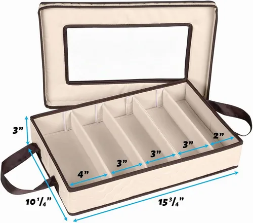 Vista 5 de Caja de almacenamiento de cubiertos de 5 compartimentos, color beige