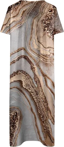 Vista 4 de ZEFOTIM Vestidos para mujer 2023 de manga corta, cuello en V, floral, casual, verano, bohemio, holgado, vestido midi con bolsillos