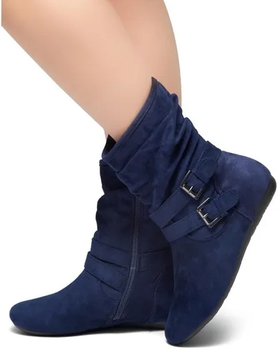 Vista 5 de Herstyle Lindell - Botines planos para mujer, a la moda, holgados, a media pantorrilla