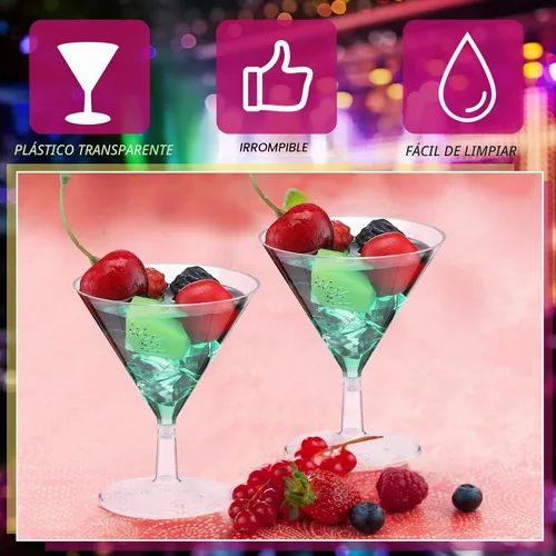Vista 5 de Yinkin 12 Piezas Vasos de Martini de Plástico de 2 oz Desechables Transparentes para Cóctel Postre Parfait Vasos Irrompibles Mini Copas de Martini