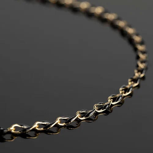 Vista 5 de Cadena de goteo de aceite negro para hacer joyas, carrete de cadena de eslabones de cable de latón chapado en oro con anillos abiertos y cierres