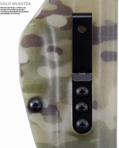 Vista 8 de HolsterSmith - Clip universal de metal para cinturón para hacer fundas, modelo 5, (3 agujeros), color negro táctico