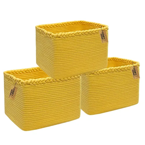 Vista 25 de COMFY-HOMI Cestas de almacenamiento de 11.5 x 7.5 x 4.7 pulgadas para organizar, cesta tejida de cuerda de algodón, caja de almacenamiento de marrón