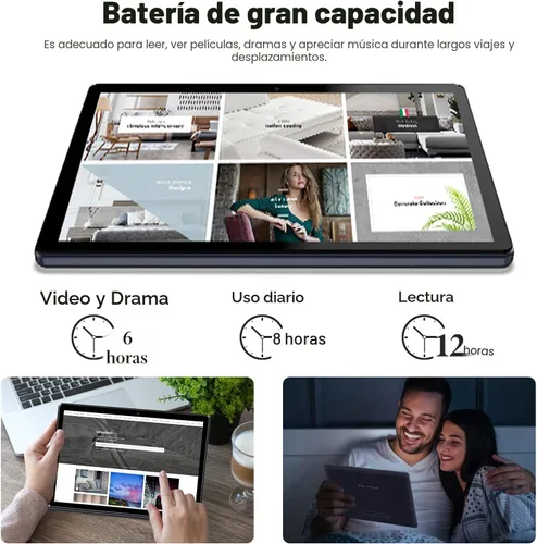 Vista 4 de PRITOM Tablet 10 pulgadas, 64GB, Tablet Android 13, pantalla HD IPS, cámara dual, WiFi, Bluetooth, tabletas con batería de 6000mAh, certificado