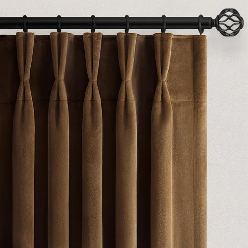 Vista 23 de Cortinas opacas de terciopelo gris pardo de 96 pulgadas de largo, para sala de estar y dormitorio, modernas, elegantes y de lujo, bloqueo de luz