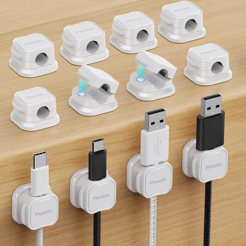 Vista 10 de Picozon Paquete de 6 Clips Magnéticos para Cables Organizador Soporte de Cables, Picozon Organizador Adhesivo de Gestión de Cables, Soporte