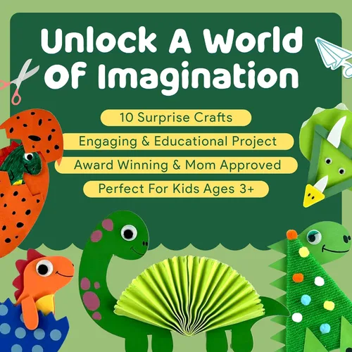 Vista 2 de Mumaloo Caja de Manualidades de Dinosaurios - 10 Artes y Manualidades Creativas para Niños de 4 a 8 Años, Divertido, Sin Desorden, Kit Educativo
