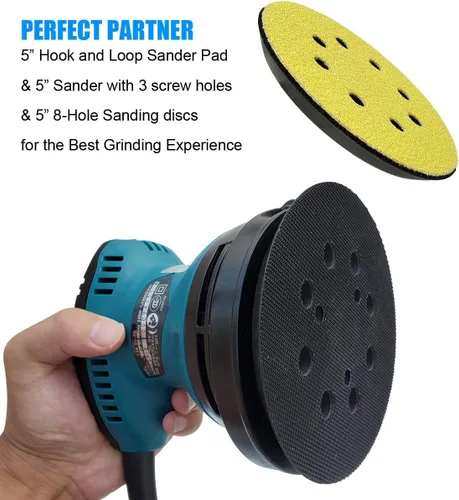 Vista 5 de Almohadilla lijadora de repuesto para Makita 743081-8, 743051-7 - Compatible con BO5041/K, BO5010/K, BO5030/K, BO5031/K, XOB01Z Lijadoras orbitales