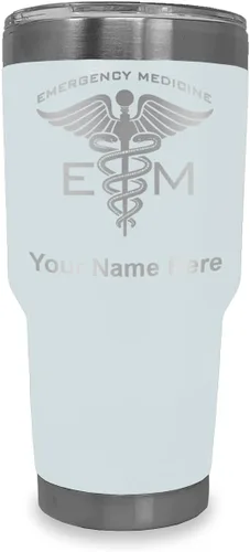 Vista 14 de LaserGram Vaso aislado al vacío de 20 onzas, medicina de emergencia, grabado personalizado incluido (gris) Engraved Gift for Doctors, Vacuum
