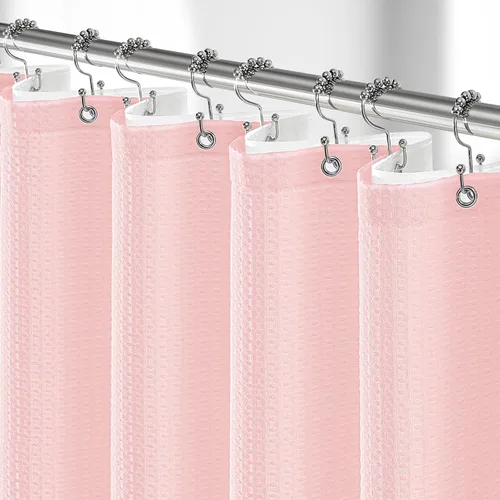 Vista 25 de 3 in 1 Waffle Shower Curtain Set with PEVA Liner 72Wx72H Navy Blue Azul marino