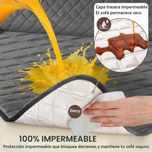 Vista 2 de Arfntevss - Fundas impermeables para sofá seccional reclinable, juego de fundas antideslizantes lavables en forma de L para sofá reclinable, Gris