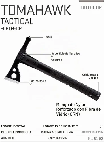 Vista 2 de SOG Specialty Knives & Tools F06TN-CP hacha de acero con hoja de 2 pulgadas y vaina de nailon color negro