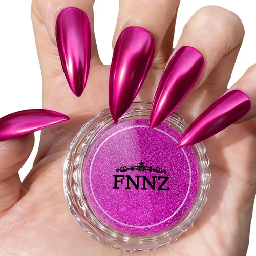 Vista 9 de FNNZ Polvo de uñas cromado, pigmento metálico de polvo de uñas efecto espejo de alta calidad, arte de uñas, polvo con purpurina para San Valentín