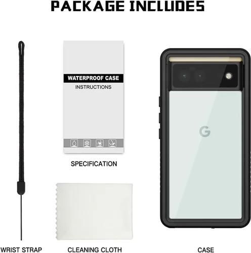 Vista 9 de Lanhiem Funda para Google Pixel 6, impermeable IP68 a prueba de polvo con protector de pantalla integrado, funda protectora de cuerpo completo