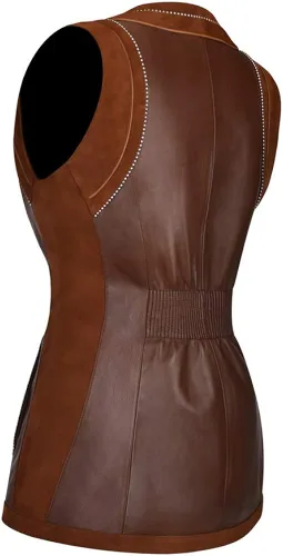 Vista 2 de Cuadra Chaleco Western Chic para mujer en piel auténtica