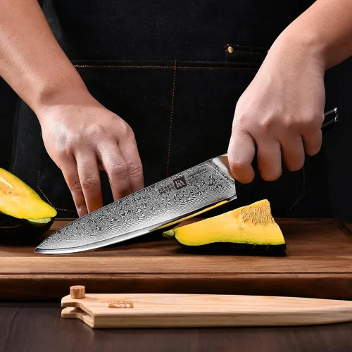 Vista 6 de Klaus Meyer Luxor - Cuchillo de chef de 8 pulgadas, cuchillo de cocina de damasco, cuchillo de chef japonés VG10 de acero inoxidable de alto carbono
