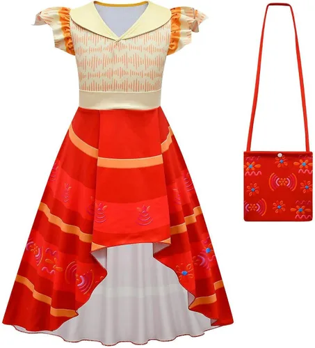 Vista 2 de Eledobby Mirabel - Vestido de Encanto para niños y niñas disfraz de Isabella Dolores Madrigal para Halloween vestido de fiesta de cumpleaños