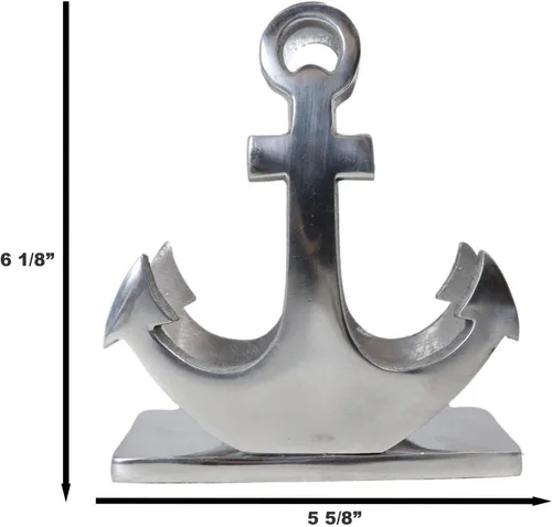 Vista 2 de Ebros Gift Elegante aluminio niquelado náutico océano marino marinero barco ancla decorativo papel servilleta titular decorativo cocina bar