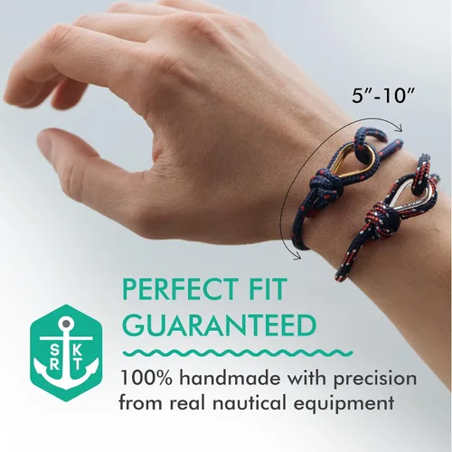 Vista 2 de Shkertik - Pulsera náutica ajustable para buscadores de aventura, pulsera de cuerda hecha a mano para hombres y mujeres, pulsera de cuerda náutica a