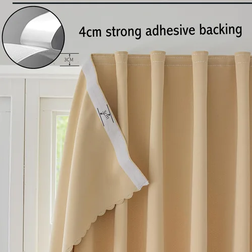 Vista 8 de Jilron - Cintas mágicas adhesivas para cortinas opacas sin necesidad de perforación, cortinas adhesivas sin barra para ventanas pequeñas