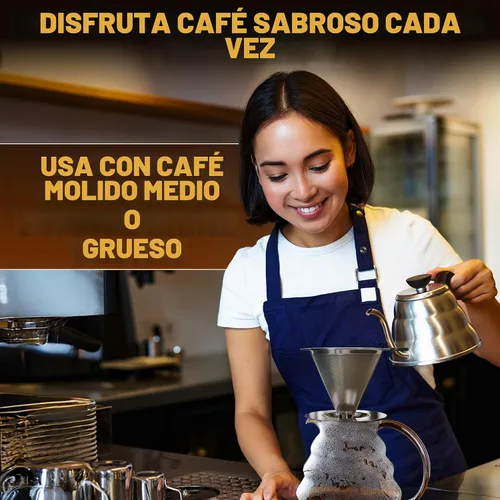 Vista 2 de verter sobre el gotero de café, 3.18x4.48", acero inoxidable, mango
