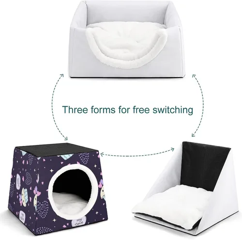Vista 5 de Fashion Capsule Pet Waterloo plegable Cat House Cat Bed Cat Sofá 3 en 1 Diseño para mascotas pequeñas Pastel Púrpura Corazón