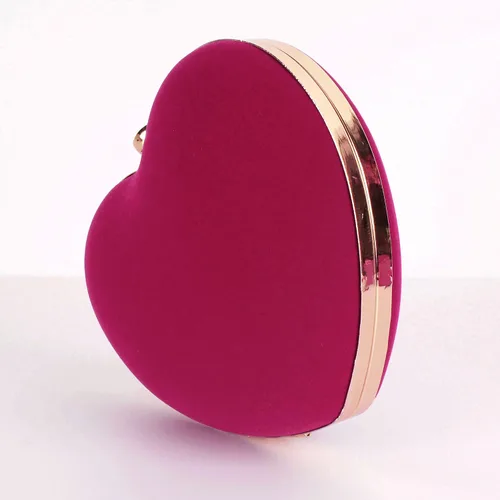 Vista 5 de Goclothod Bolso de mano en forma de corazón para mujer, bolso de hombro de terciopelo, bolsos de noche