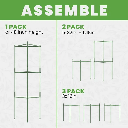 Vista 6 de Jaula de tomate – Estacas grandes de enrejado y estructuras de soporte para plantas para verduras y plantas trepadoras – Jaulas altas para tomate