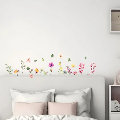 Vista 6 de Calcomanías de espejo floral, calcomanías de pared de flores, calcomanías de pared para despegar y pegar, gráficos estéticos, decoración de baño