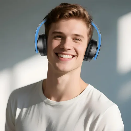 Vista 2 de Tuinyo Audífonos inalámbricos Bluetooth, auriculares estéreo, 35 horas de tiempo de reproducción inalámbrica, con graves profundos, orejeras