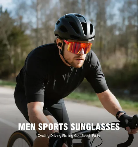 Vista 2 de MALIDAK Gafas de sol deportivas para hombres y mujeres, jóvenes, gafas de sol de béisbol, protección UV400, gafas de ciclismo para hombres