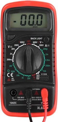 Vista 4 de Xl830l multímetro digital de mano Xl830l, multímetro Xl830l con pantalla LCD y sobrecarga de retroiluminación (XL830L rojo)