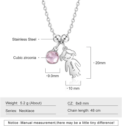 Vista 7 de Gemszoo - Collar personalizado de 1 a 5 niños con colgante para madres para mujer con piedra de nacimiento personalizado para niños y niñas