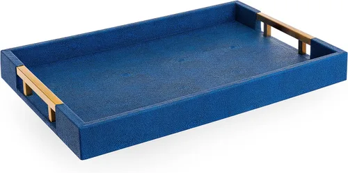 Vista 33 de Home Redefined - Moderna y elegante bandeja rectangular de 17.5 x 12 pulgadas, estilo shagreen, color azul bebé claro, con aspecto de cuero falso