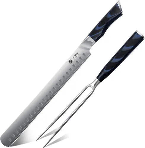 Vista 11 de FINTISO Juego de 3 piezas de cuchillos de cocina, juego de cuchillos de chef profesional con mango G10, juego de cuchillos japoneses de acero