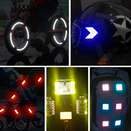 Vista 6 de 55 calcomanías reflectantes para casco de bicicleta, cinta reflectante de seguridad nocturna, calcomanías para motocicleta, cascos, bicicletas