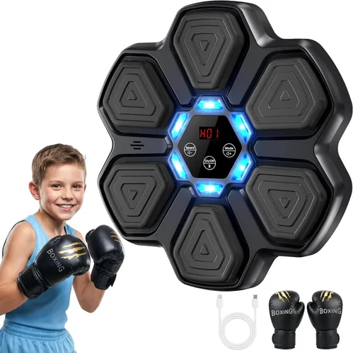 Vista 10 de Music Boxing Machine, Interactive Punching Trainer with Boxing Gloves, Large Size Wall Mounted Electronic Boxing Target for Adult Kids, 9 Modes & 9